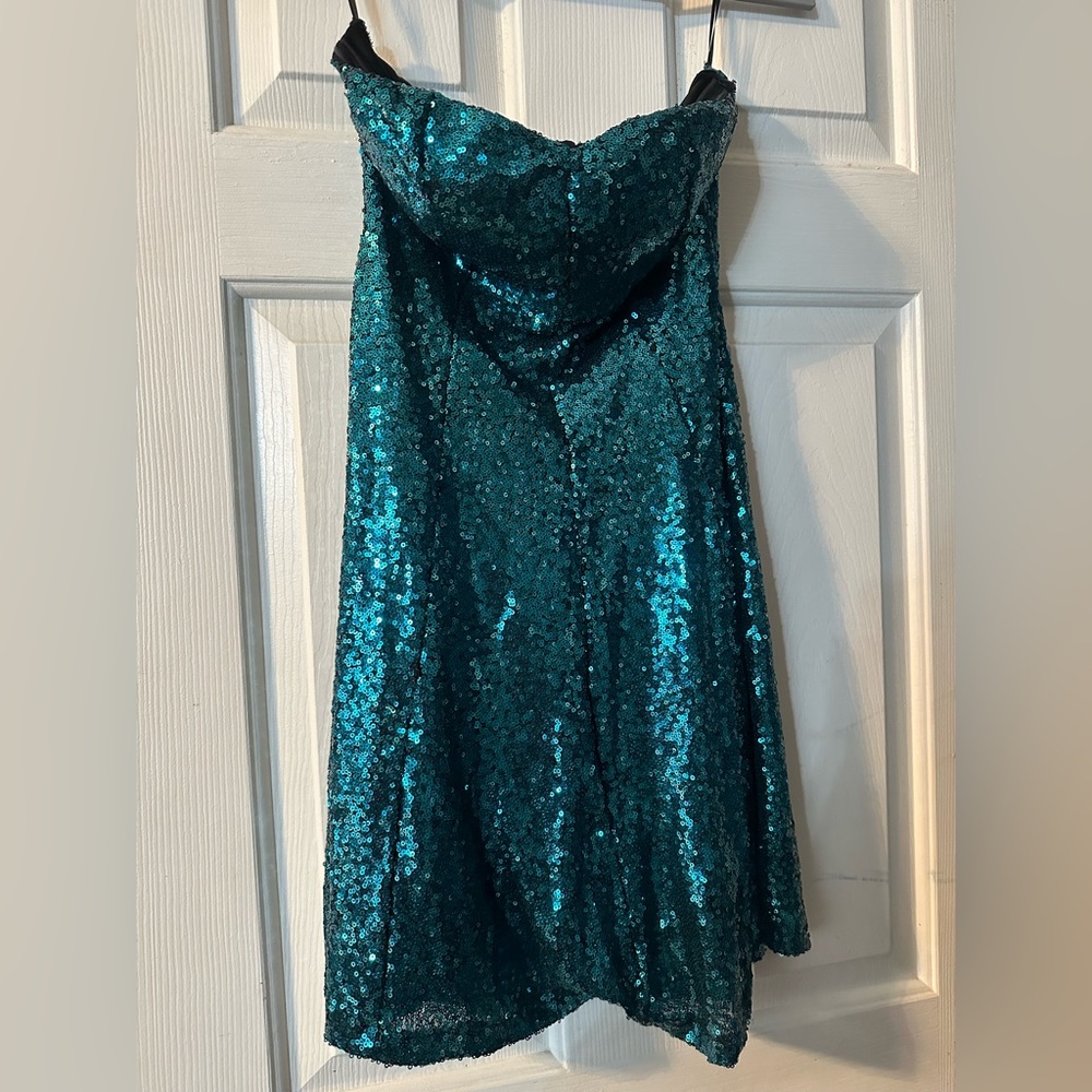 Teal sequined dress